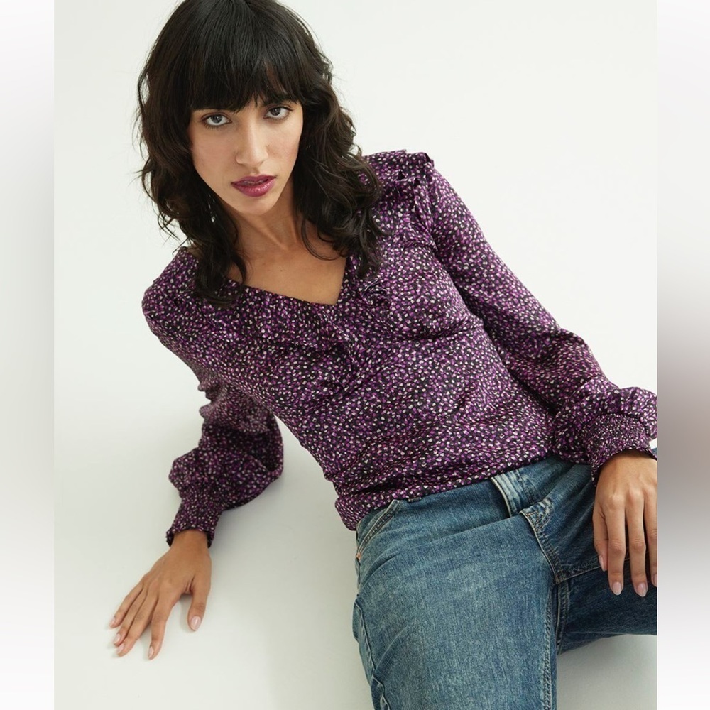 V-Neck Blouse with Smocked Back New with tag